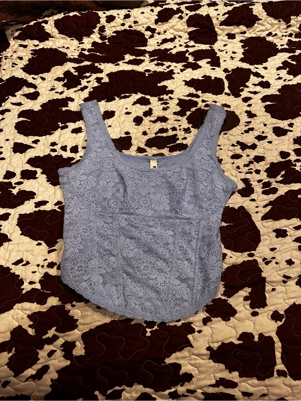 Victoria’s Secret Light Blue Floral Lace Corset Tank Top